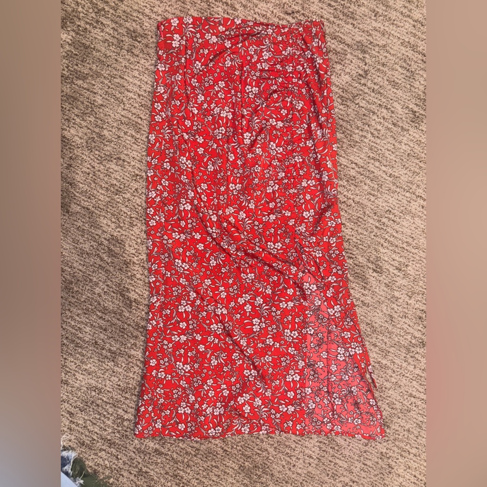 Floral Red Maxi Skirt